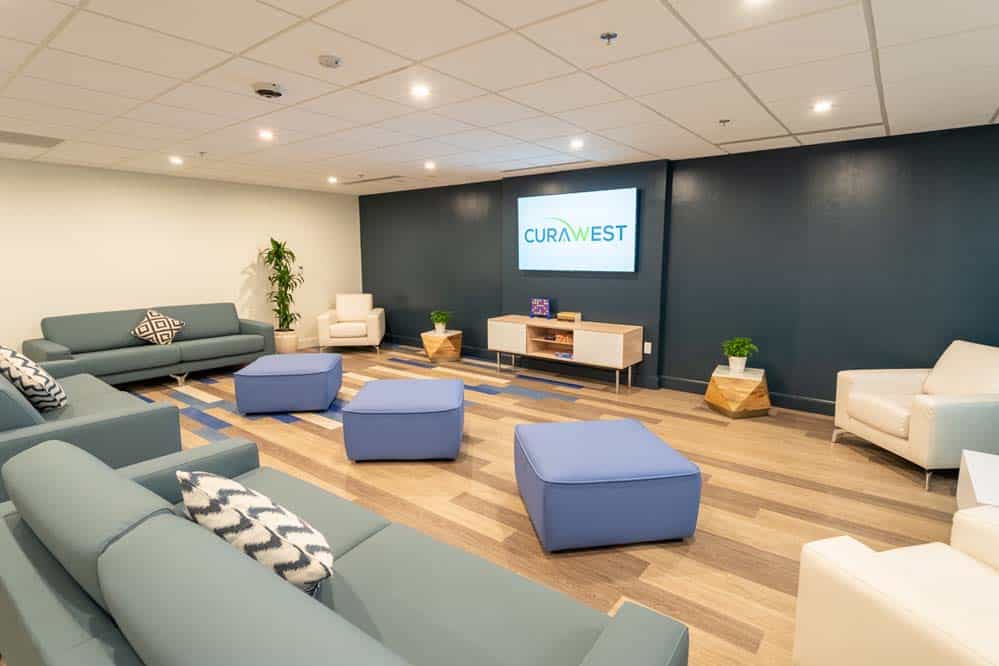 The client lounge at CuraWest, a medical detox facility for the treatment of drug and alcohol addiction in Denver, Colorado.