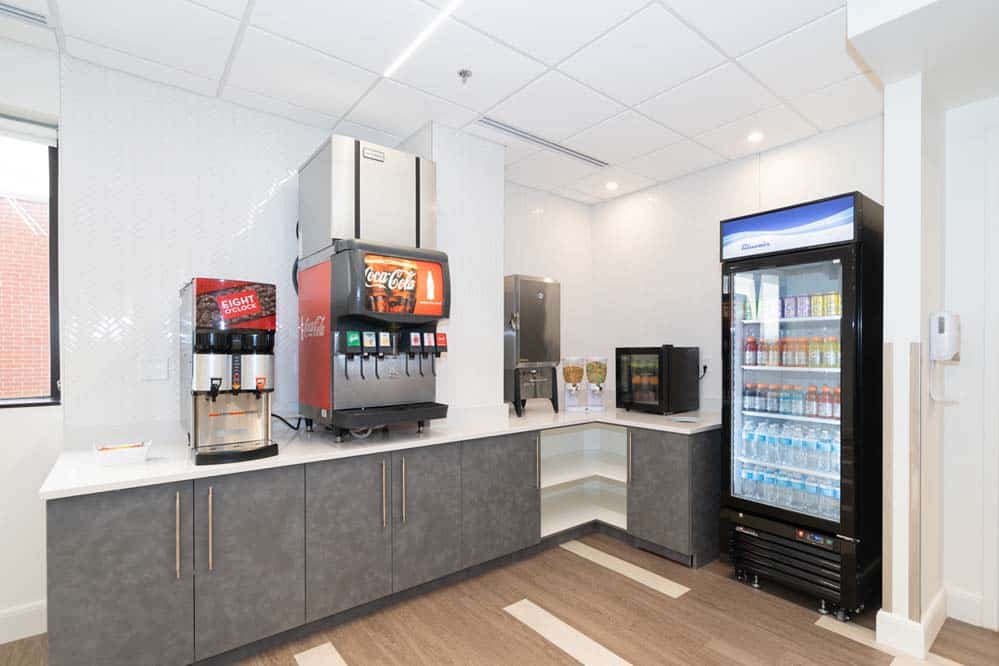 The 24/7 snack bar with stocked drinks at CuraWest, a medical detox facility for the treatment of drug and alcohol addiction in Denver, Colorado.