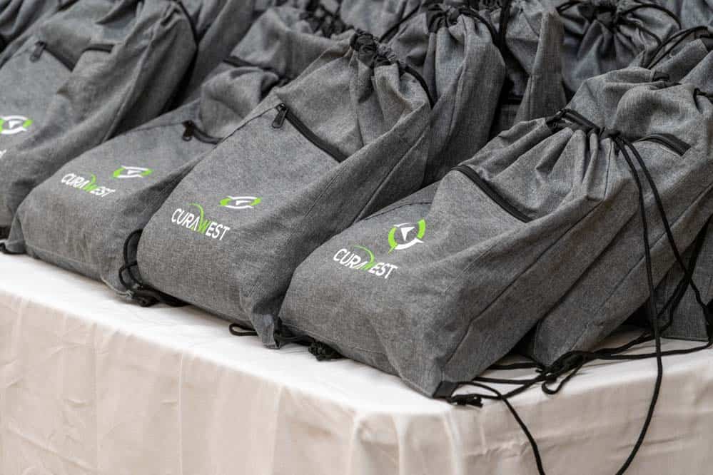 Swag bags at the grand opening of CuraWest, a medical detox facility for the treatment of drug and alcohol addiction in Denver, Colorado.